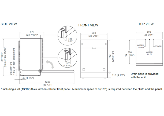 60 cm XXL Built-in Panel Ready Dishwasher with Roto-Translating Hinges | Bertazzoni